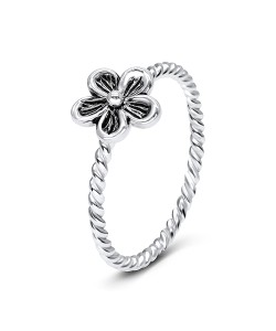 Oxidized Vintage Flower Silver Ring NSR-3208